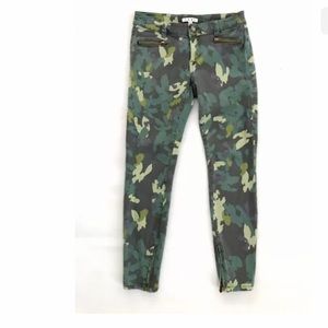 Cabi Camo Skinny Ankle Pants Green Zip Ankles 2
